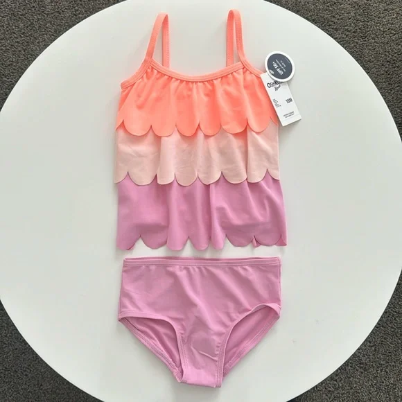 OshKosh B’gosh Scalloped 2 Piece Swimsuit 18 Months - Picture 2 of 10